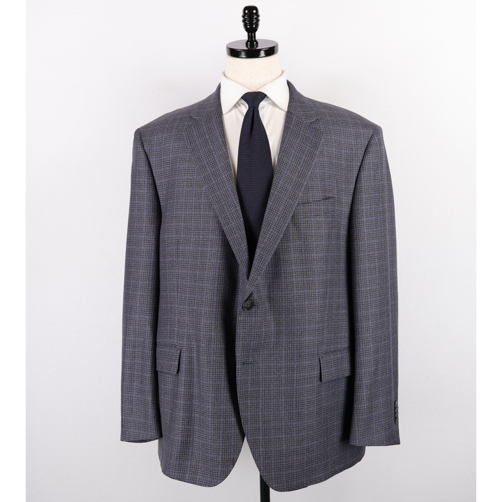 Peter Millar Sport Coat 50R Grey Blue Glen Plaid Wool Blazer 2-Button Canada